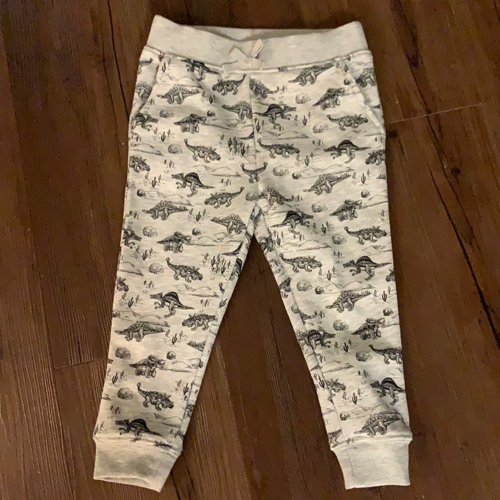 Size 3T sweatpants (dinosaur print) light grey